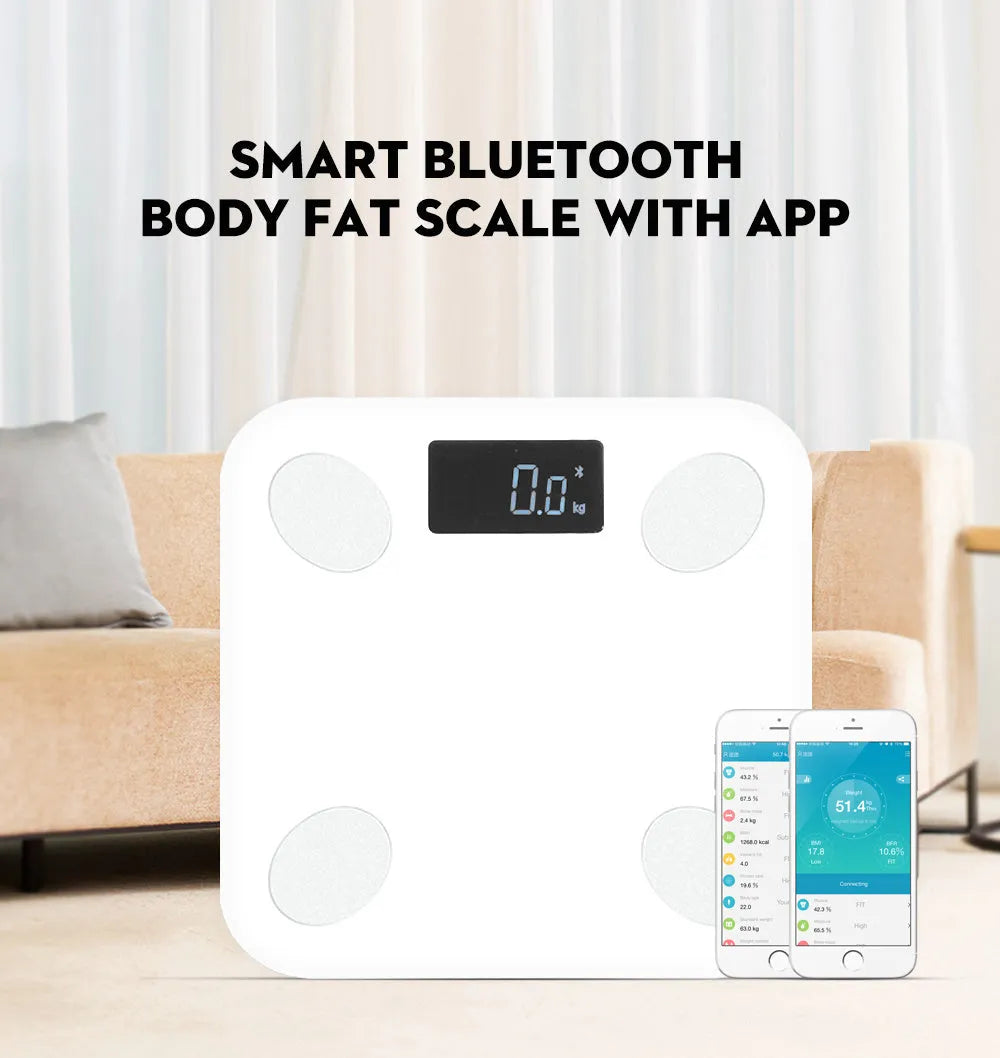 Electronic weight scale with LCD display and Bluetooth body fat analysis