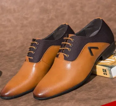 Men's black Oxford shoes with artificial PU leather upper and rubber sole on a white background.
