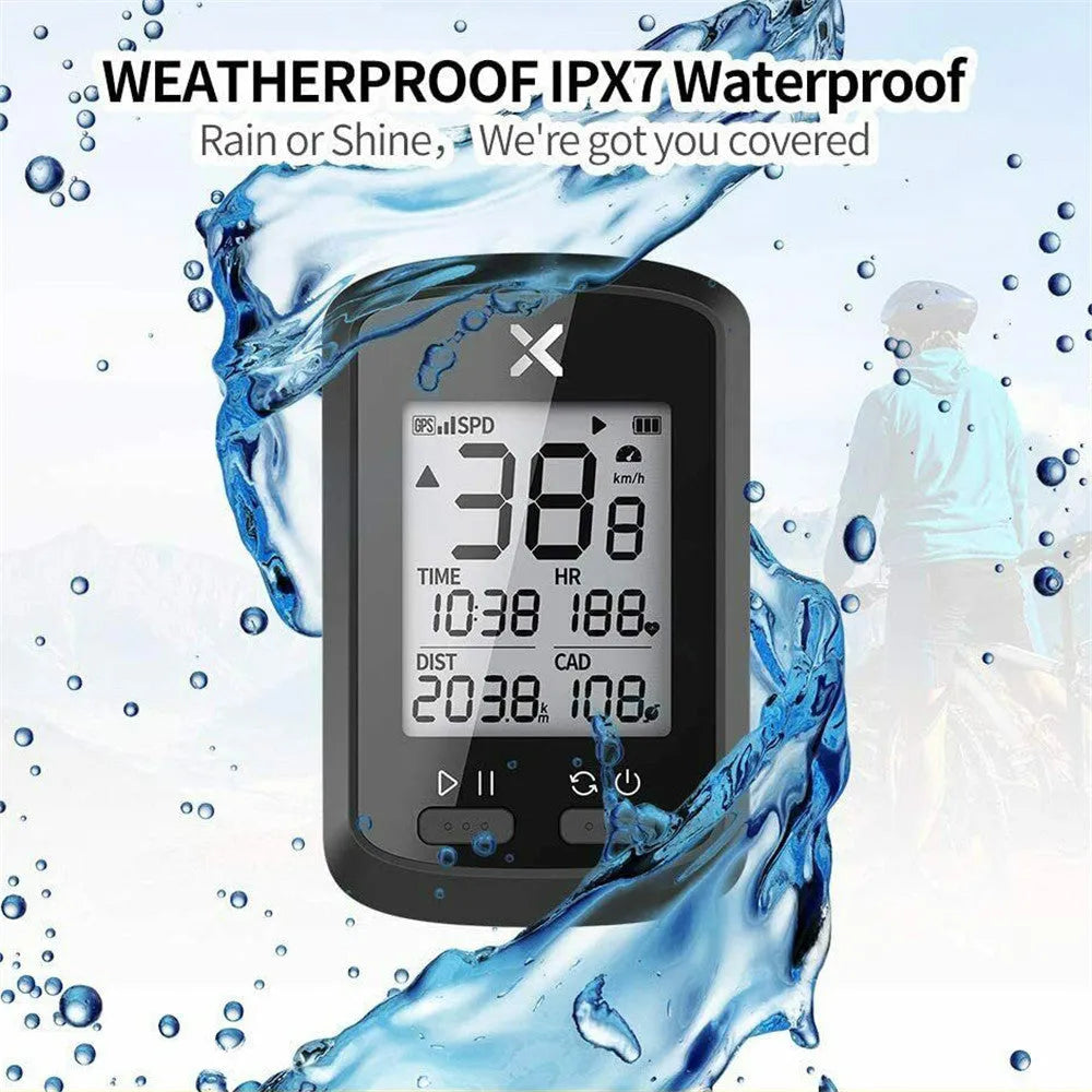 Black plastic waterproof bicycle stopwatch for cycling and sports timing