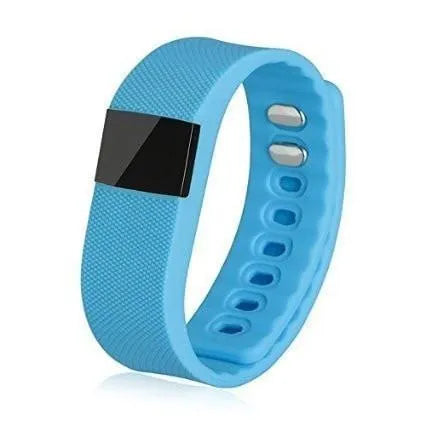 Ordinary bracelet pedometer with plastic ABS band in one of five colour options on a wrist.