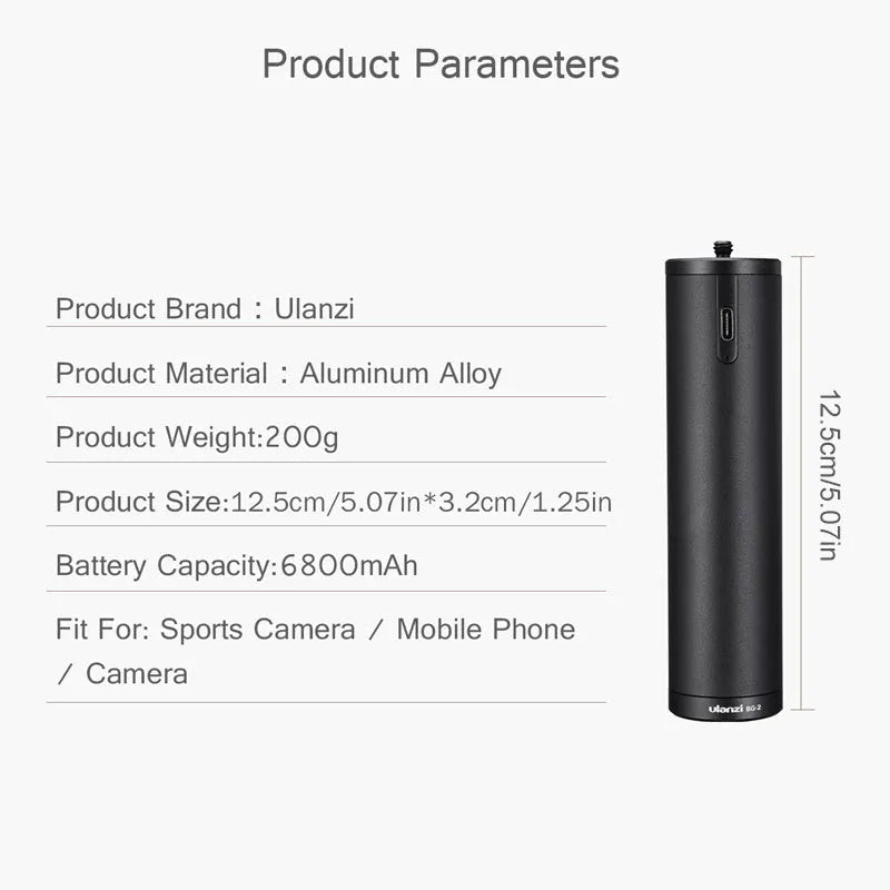 Black aluminium alloy handheld power bank showing size and portable design