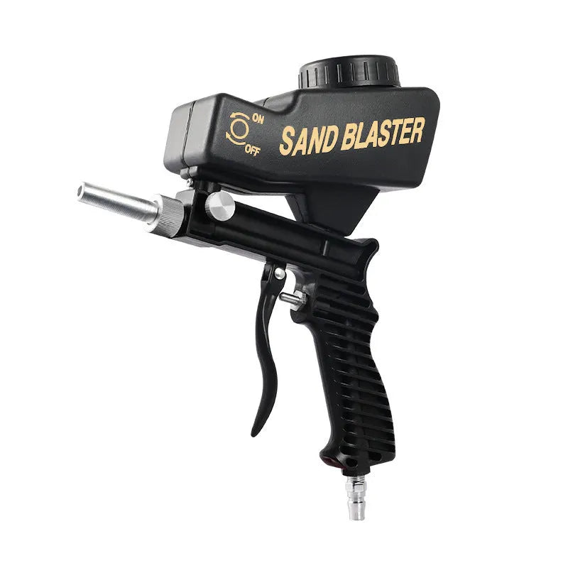 Portable gravity feed pneumatic sandblasting gun with black or blue colour options