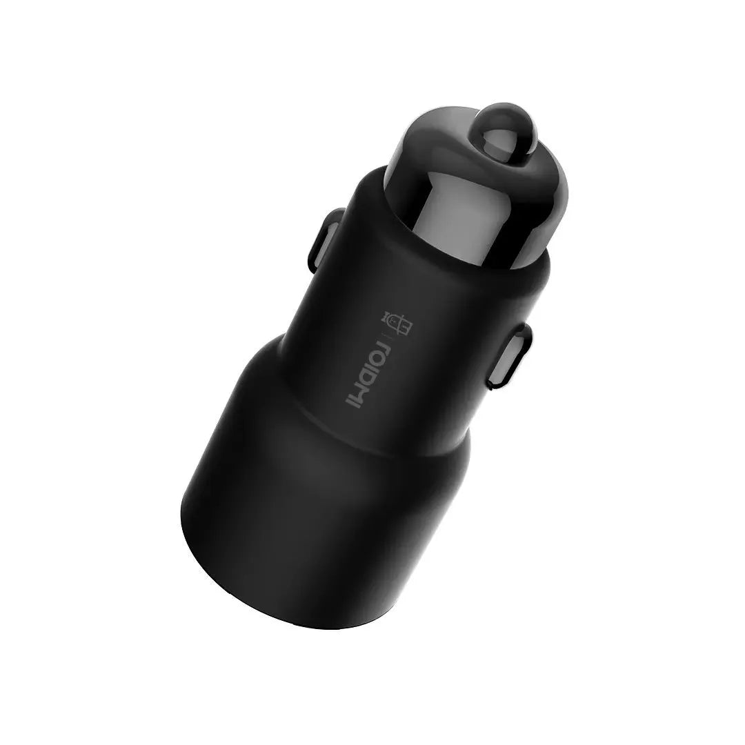 Black Ruimi 3S Bluetooth car charger with dual USB ports for device charging and music streaming