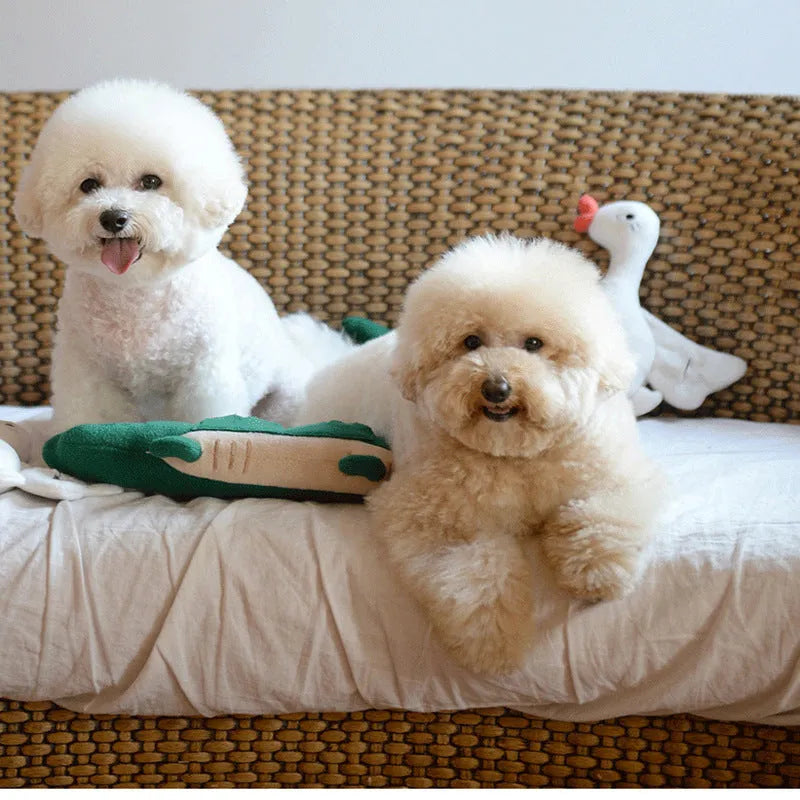 Green plush toy dog soft cuddly toy measuring 35cm long