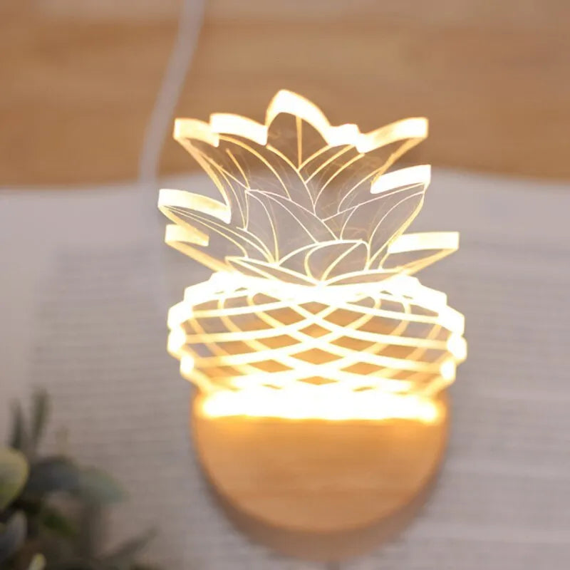 Wood and acrylic cartoon night light bedside lamp, 24.5x10cm, 1.6W USB powered