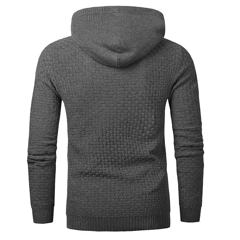 Men's hooded sweatshirt in a cotton-polyester blend shown in one of nine available colours.