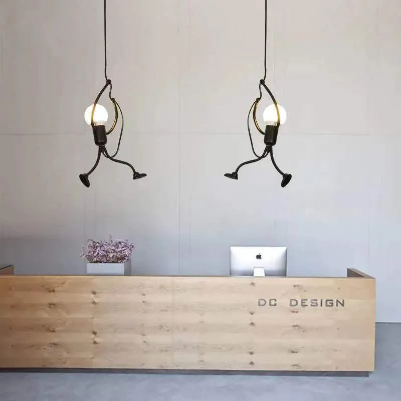 Simple villain LED chandelier with iron body and adjustable 1-metre height on a white background
