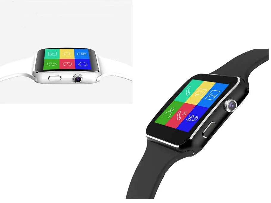 Black smart watch with 1.54 inch HD touch screen and silicone strap on a wrist.