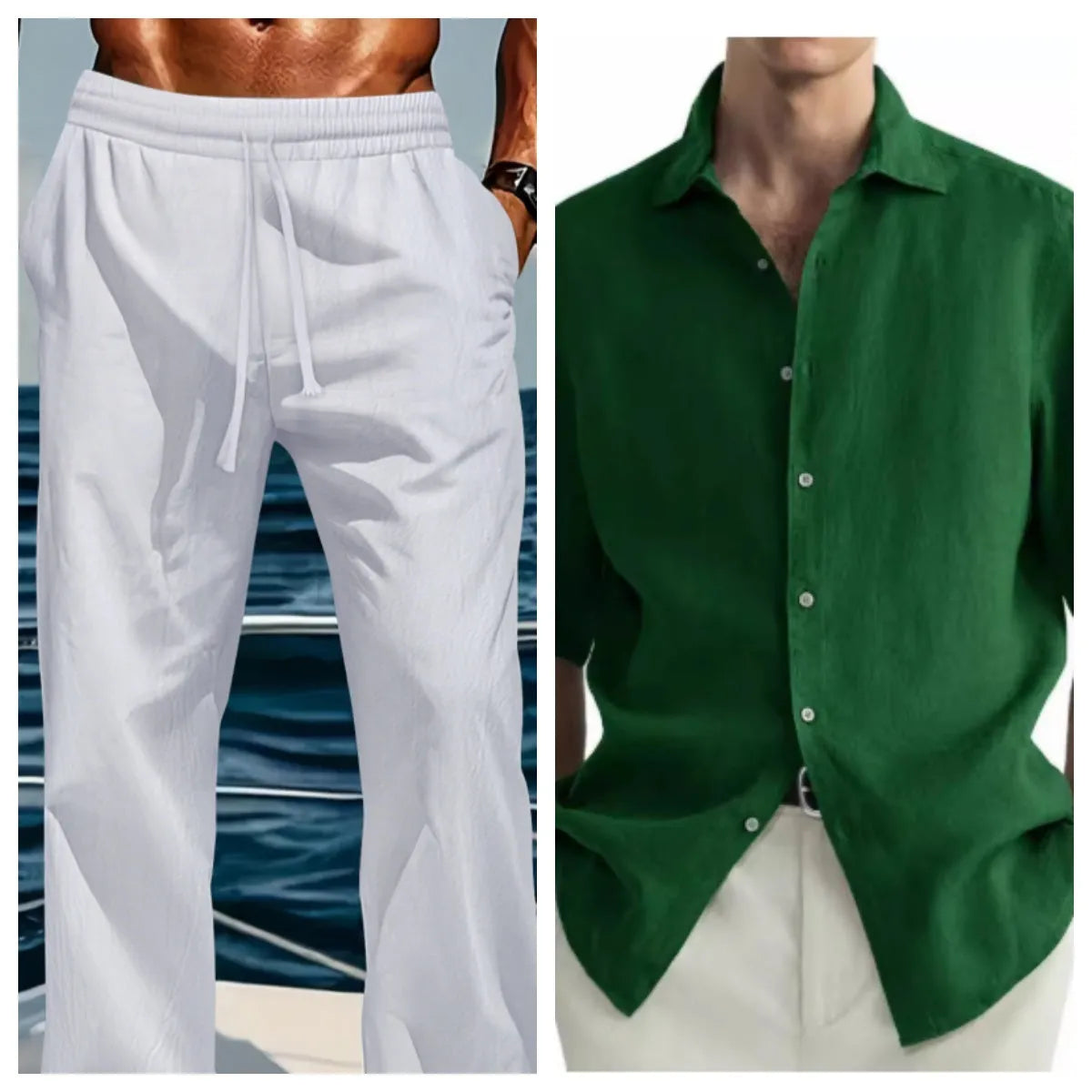 Men's green washed cotton casual shirt in a cardigan style with a regular fit.