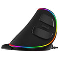 Vertical ergonomic snail-shaped computer mouse with RGB lighting and USB cable