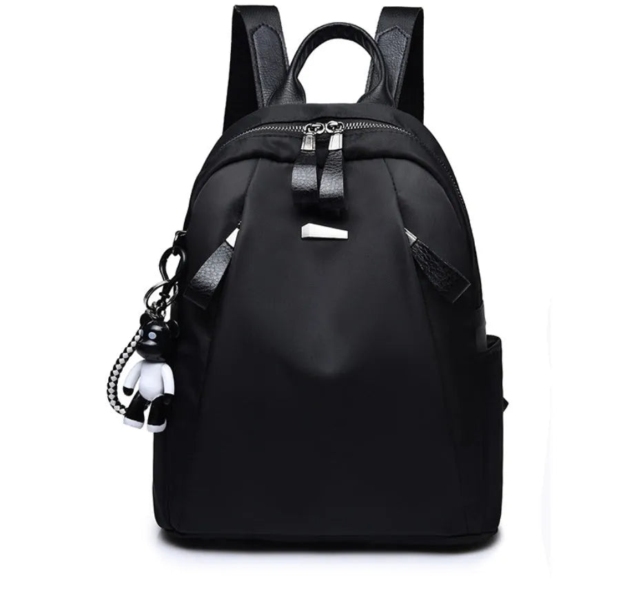 Medium Oxford cloth rucksack in black with internal phone and ID compartments