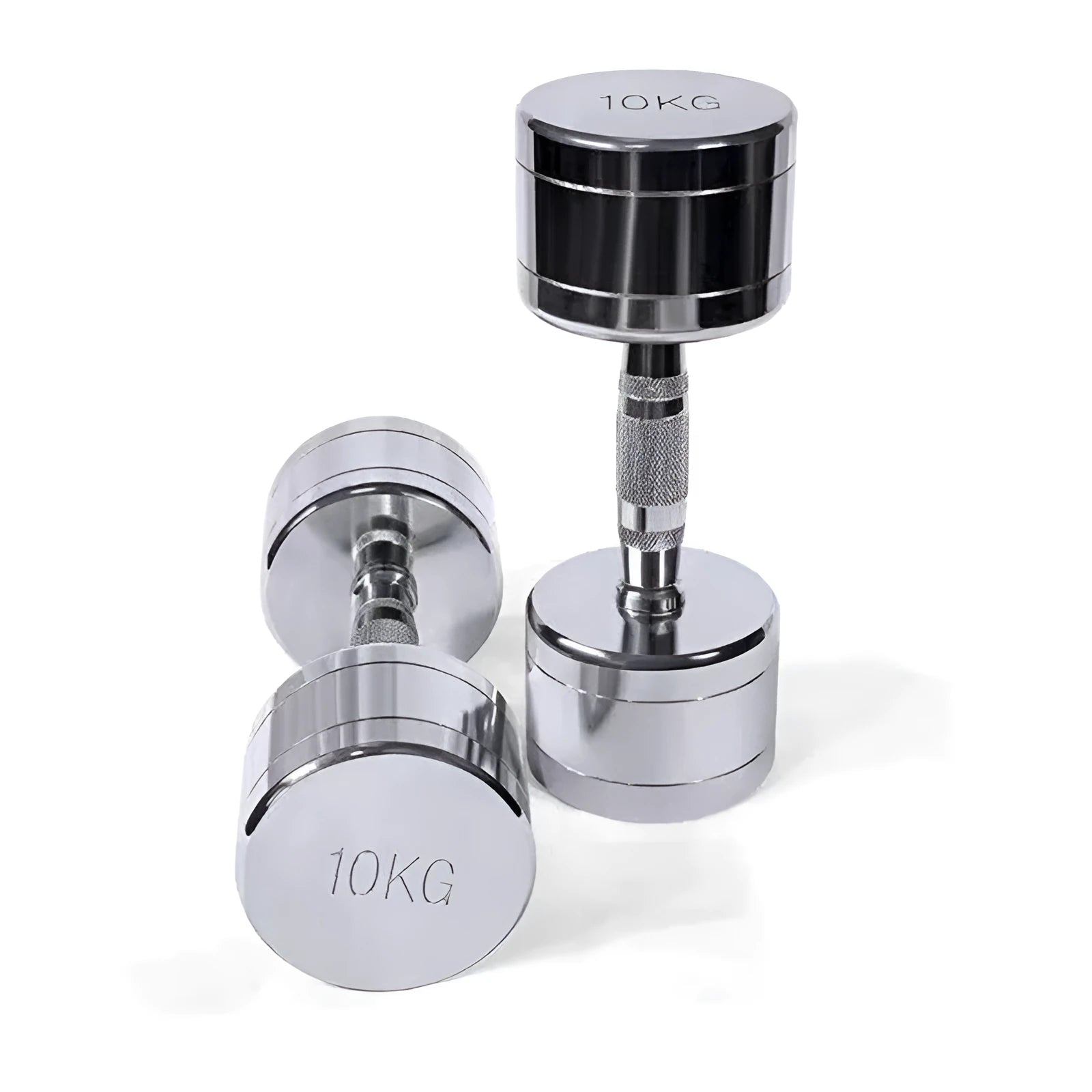 Silver pure steel electroplated dumbbell with ergonomic grip for strength training