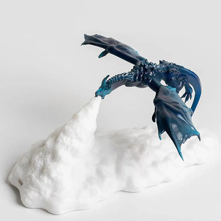 3D printed red dragon decorative night light with glowing effect on a dark surface