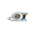 Reflective cartoon snail car sticker measuring 12 by 8 centimetres