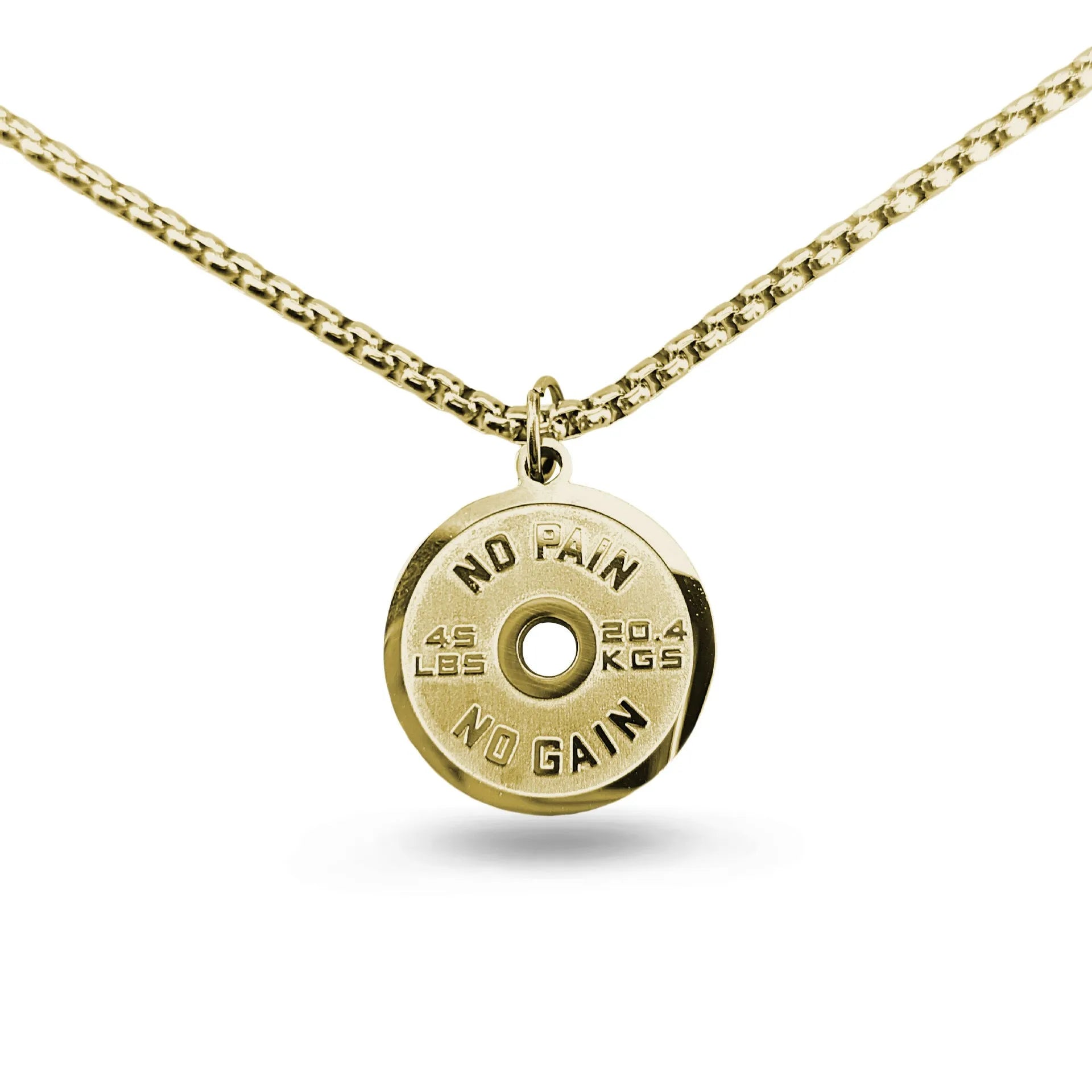 Stainless steel barbell disk sports necklace with geometric pendant on 60cm chain