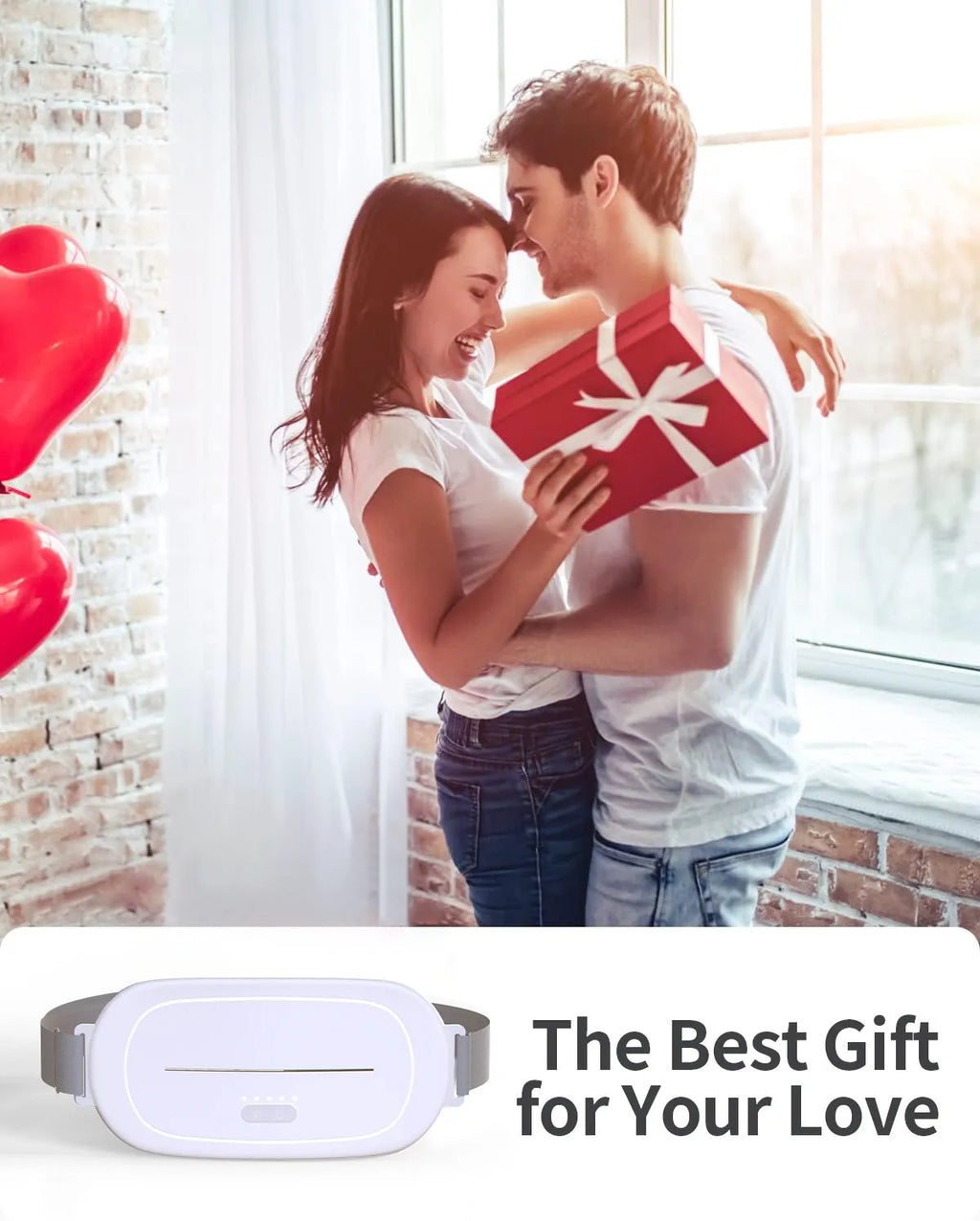 White electric uterine warming device with a soft flannel pad and power cable on a bed.