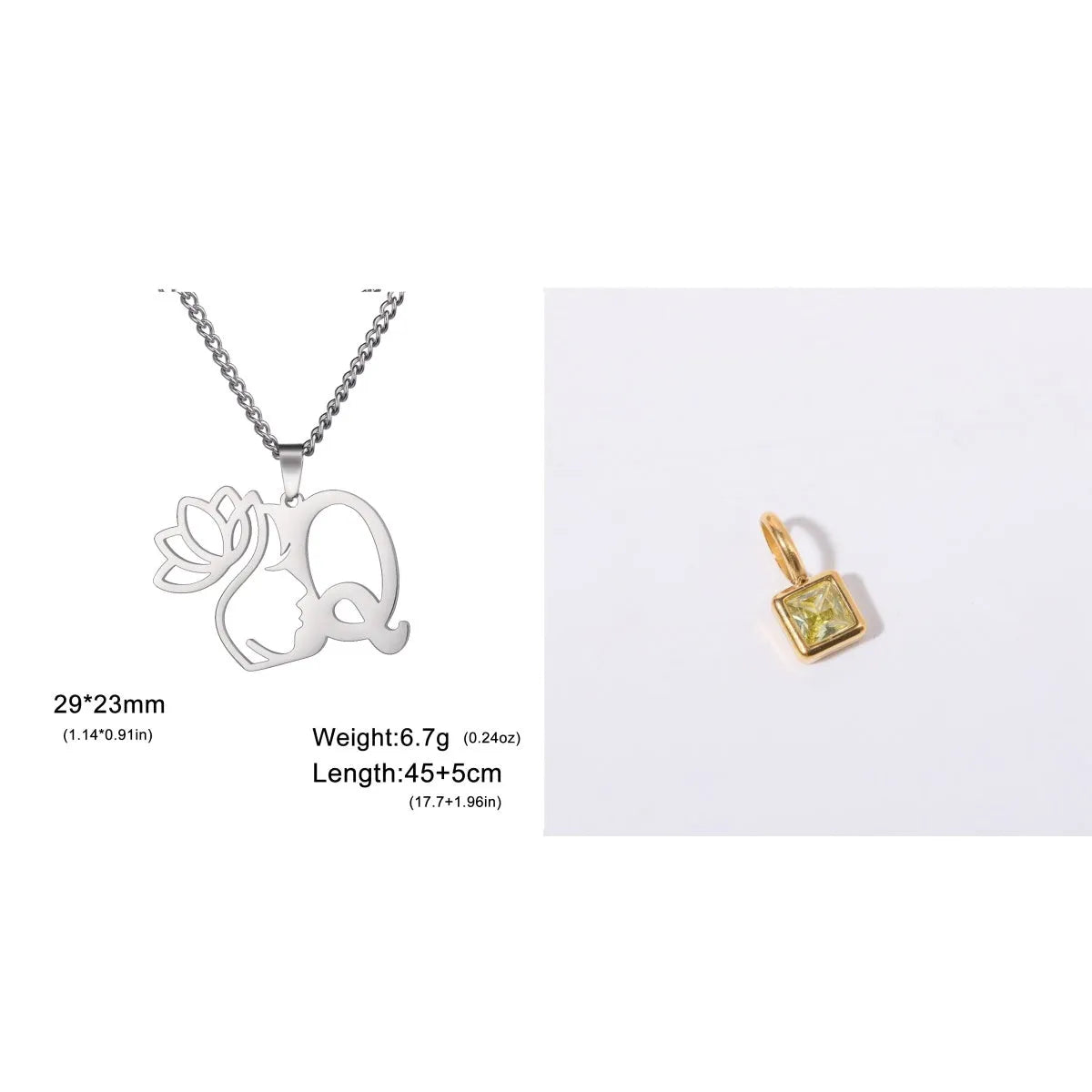 Gold and silver stainless steel fashion necklaces with a cross chain design and matching pendants.
