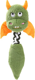 Large black, green, or red plush dog toy with a cartoon shape, featuring a built-in rope knot.