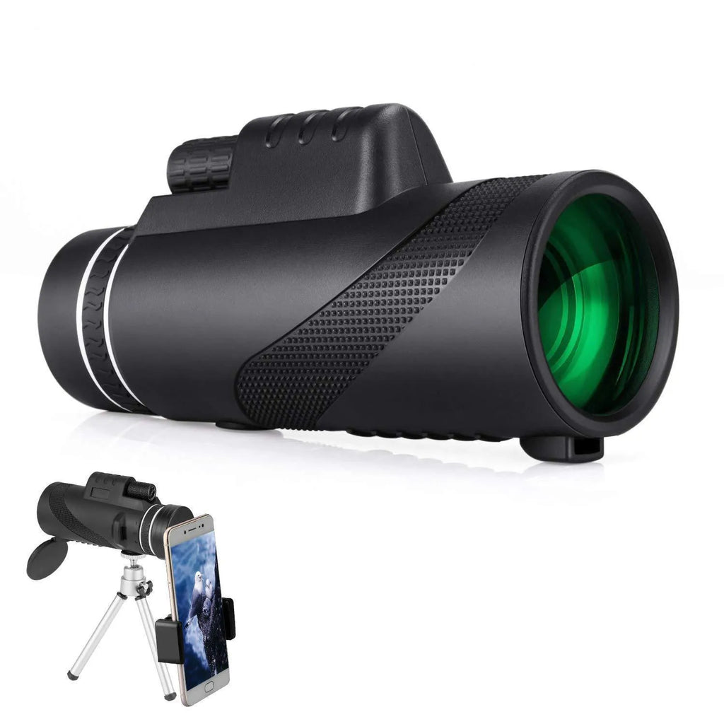 Black HD 40x60 mobile phone monocular telescope with waterproof housing and fully coated lenses