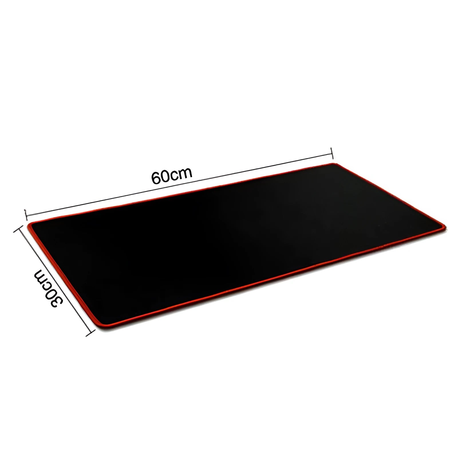 Oversized rubber mouse pad 30x60cm with stitched edges, black colour, on a desk with keyboard and mouse