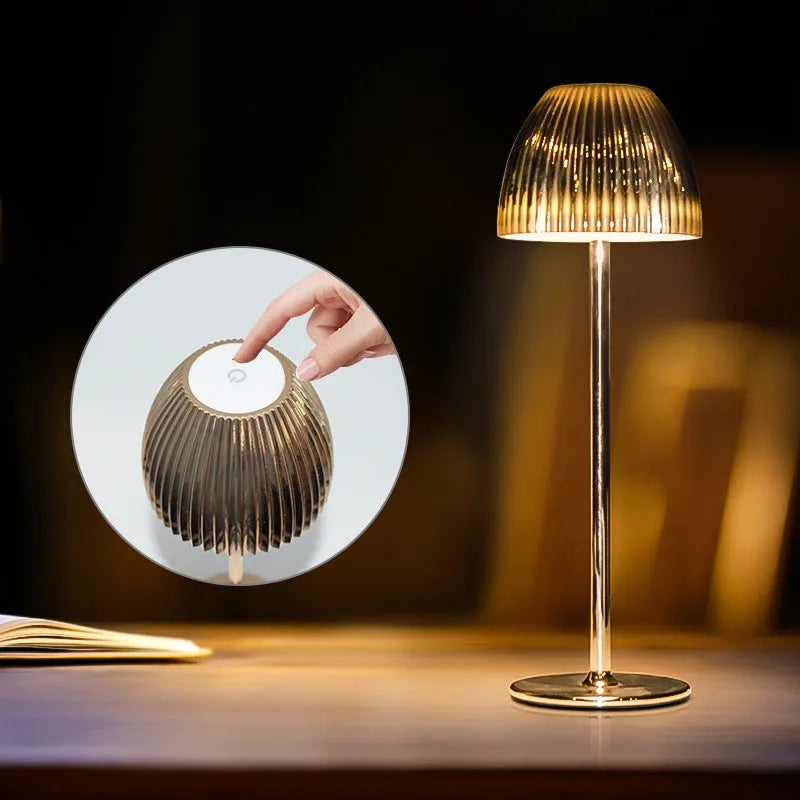 Modern minimalist USB night lamp with thin round base and adjustable dimming function
