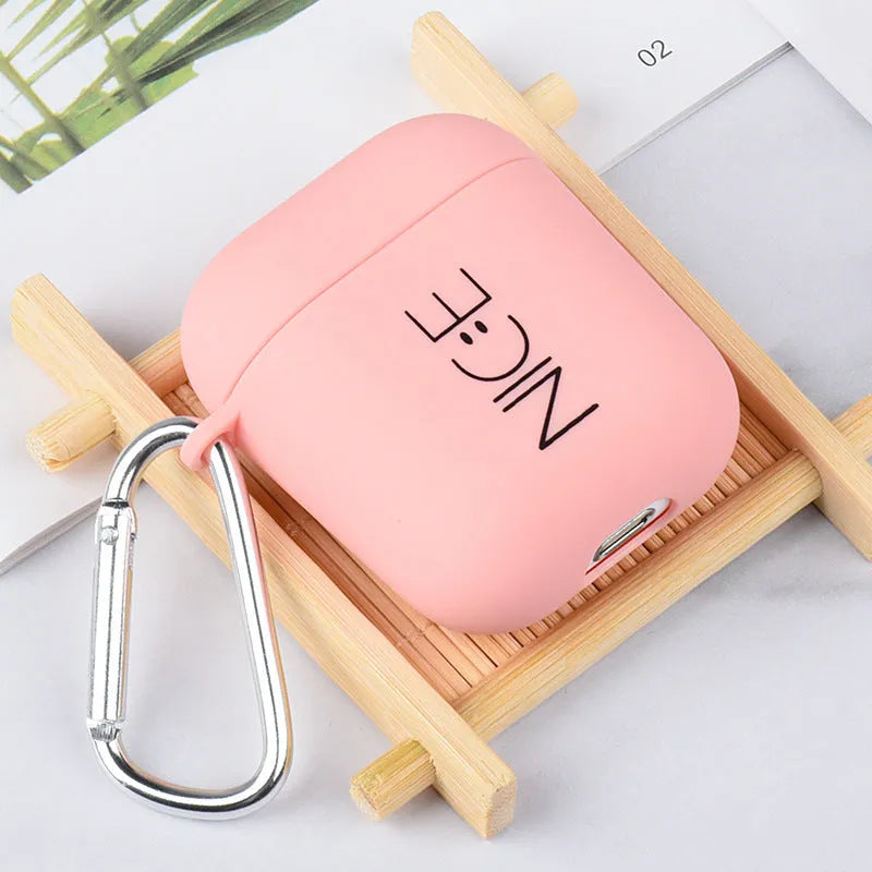 PC AirPods back cover case protector in black or pink with decorative style options