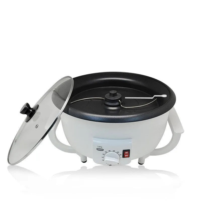 White oblate coffee bean roasting machine with 225mm base for home use