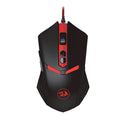 Black and red USB wired optical gaming mouse with six buttons and ergonomic design