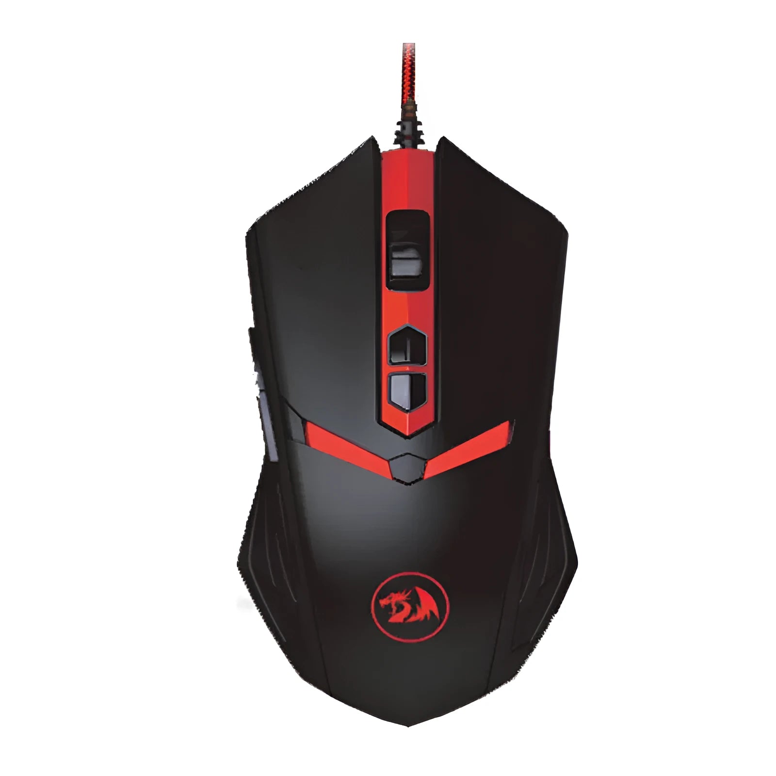 Black and red USB wired optical gaming mouse with six buttons and ergonomic design