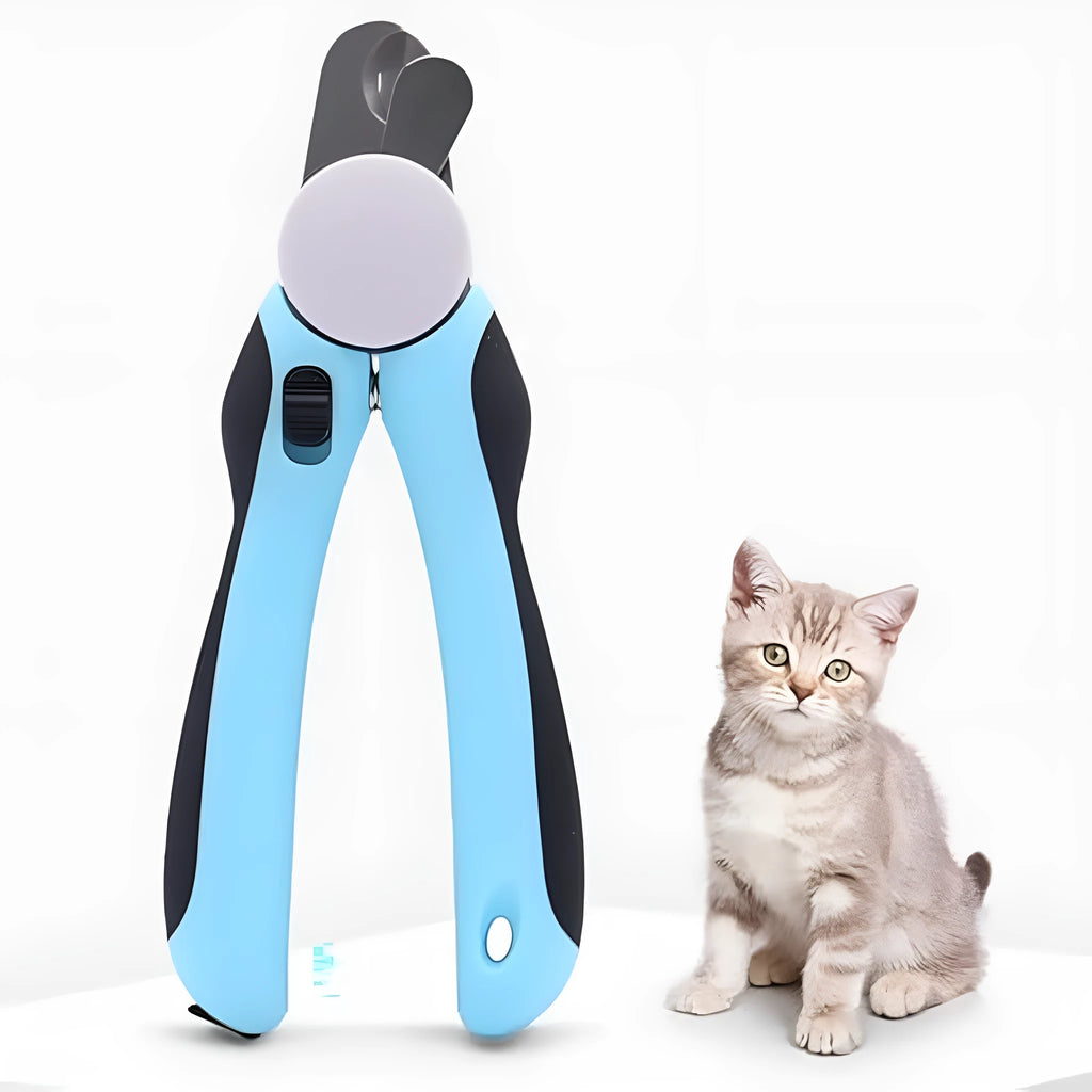 Blue heavy-duty dog nail clippers with safety guard for large breeds and thick nails