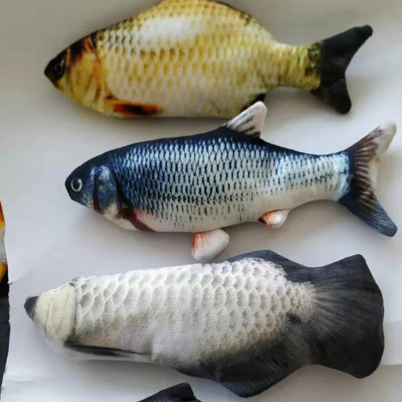 Multicolour electronic jumping fish cat toy with USB charging cable, 30cm length