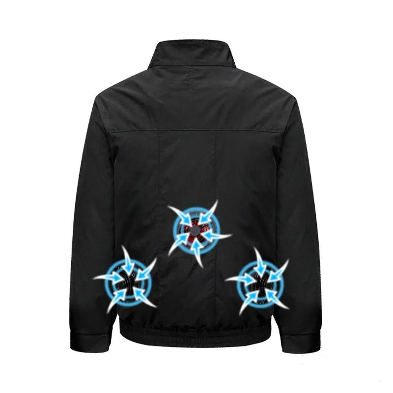 Smart air conditioning jacket with ventilation holes and fan for summer outdoor work