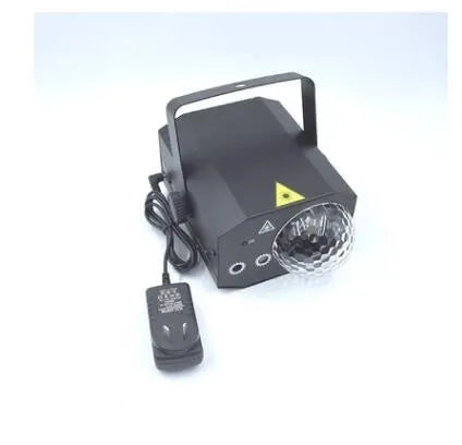Black or white LED laser magic fan projector measuring 190x130x90mm with dual laser sources