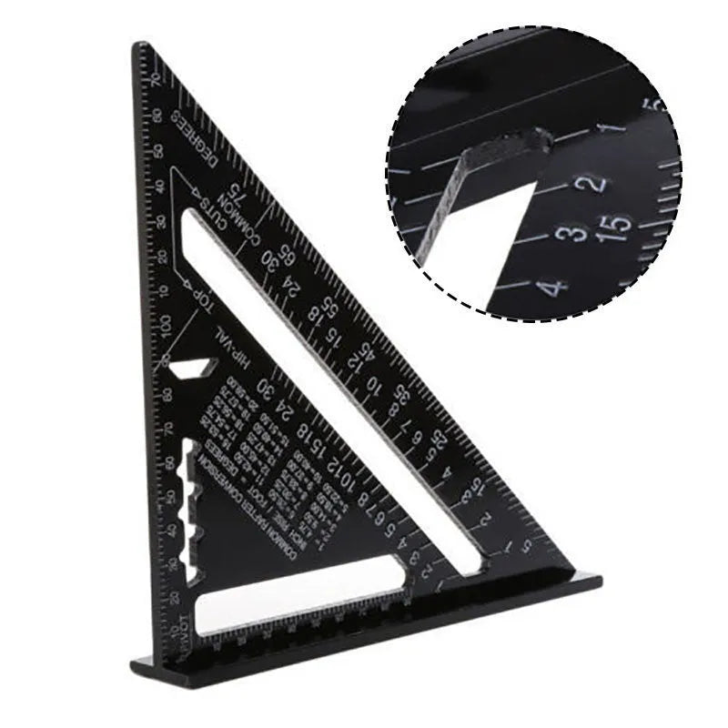 7-inch aluminium alloy woodworking measuring square with 90-degree triangle profile