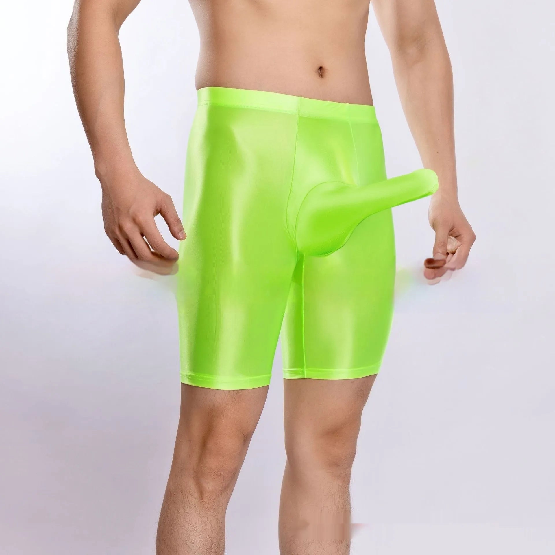 Men's plus size shiny silky sports shorts in multiple colours for gym training