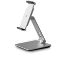 Folding aluminium desktop phone tablet holder with 360-degree rotation in silver colour