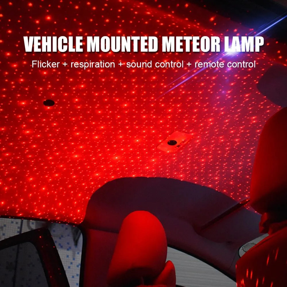 LED USB car atmosphere ambient star DJ light with red colour and USB plug
