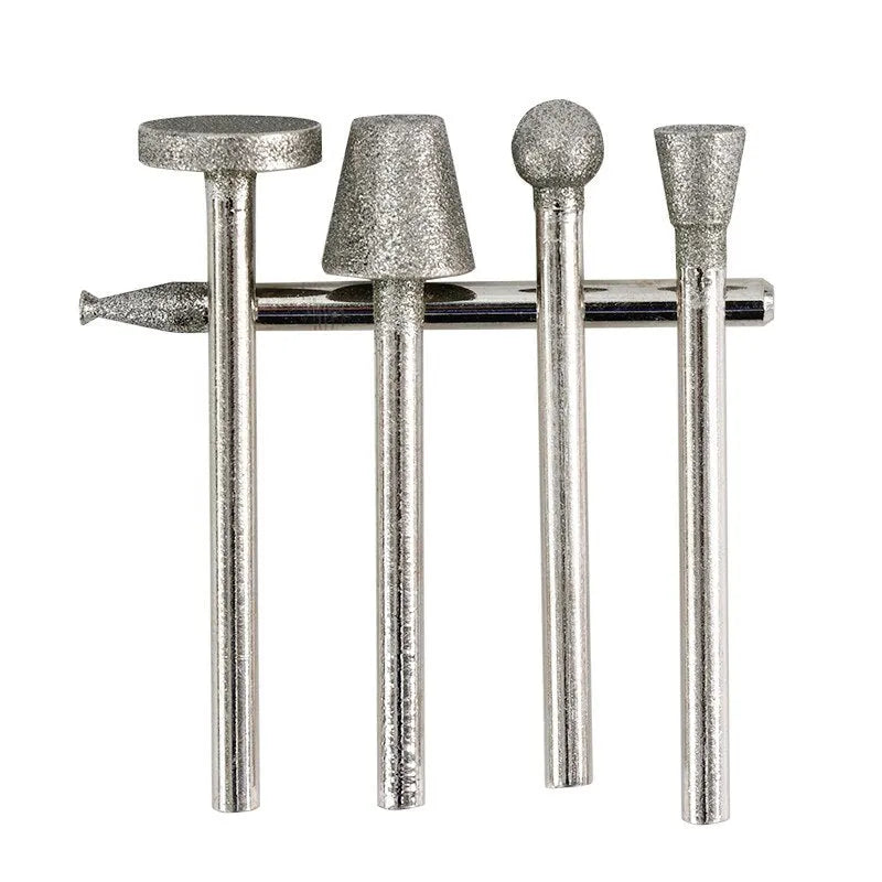Elliptical cone alloy emery grinding heads for glass jade stone polishing with 3mm shank