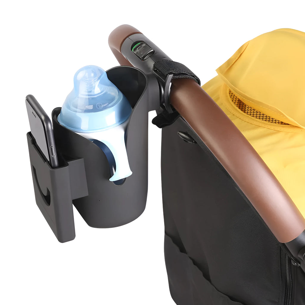 Black ABS baby stroller cup holder and mobile phone stand set