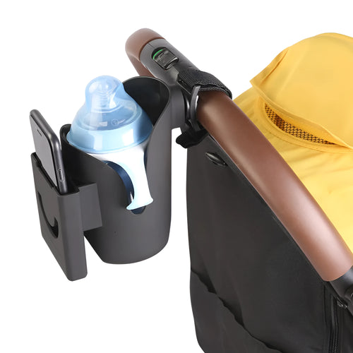 Black ABS baby stroller cup holder and mobile phone stand set