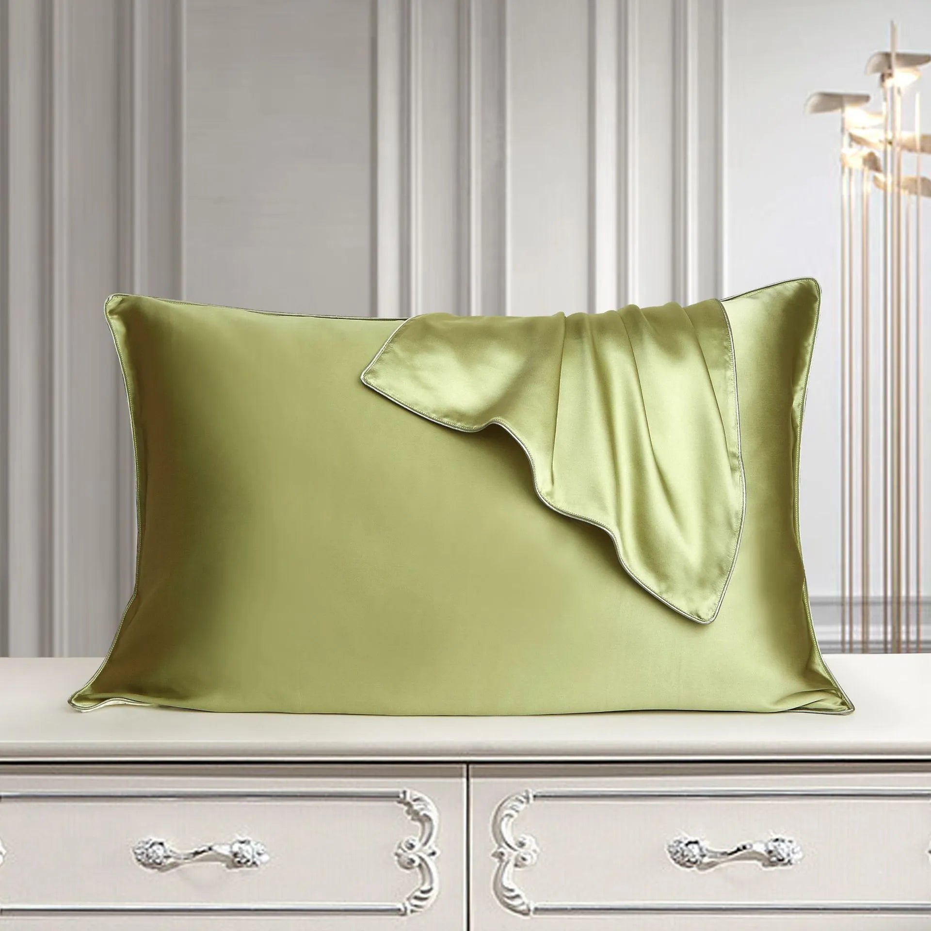 100% mulberry silk single pillowcase in 48x74cm size with inlaid rope weave, shown in Bean Paste Purple.