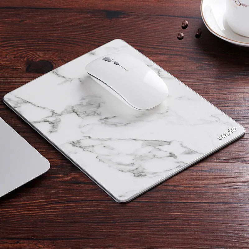Oversized aluminium alloy mouse pad 249x200mm with PU leather surface and non-slip silica gel base, Black