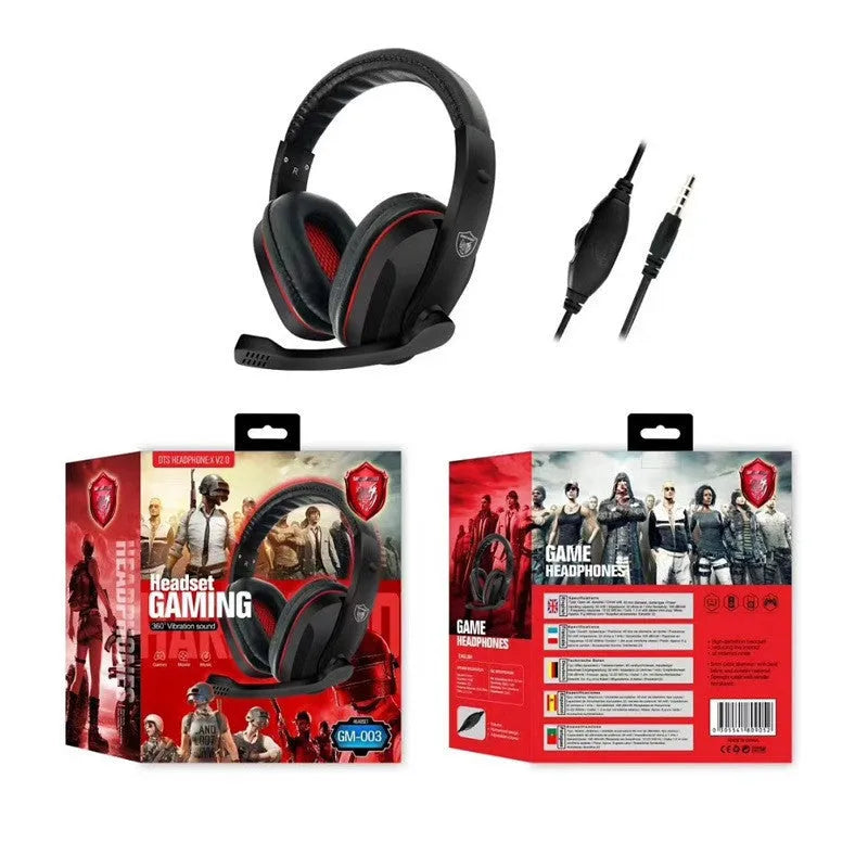 Black wired gaming headset with 40mm speakers and 1.2 metre cable with 6.3mm plug