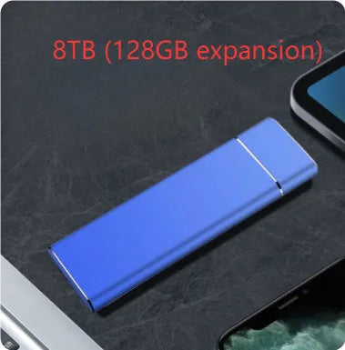Sapphire blue metal portable external hard disk with USB cable for mobile phone and computer storage