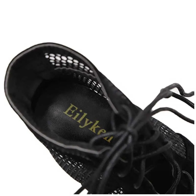 Black suede lace-up high heel women's shoes with 11.5cm heel height