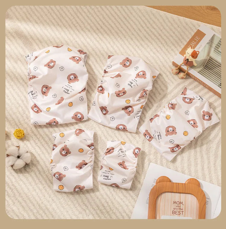Cartoon bone paw print reusable dog nappy belly band with elastic waistband and fastener tape