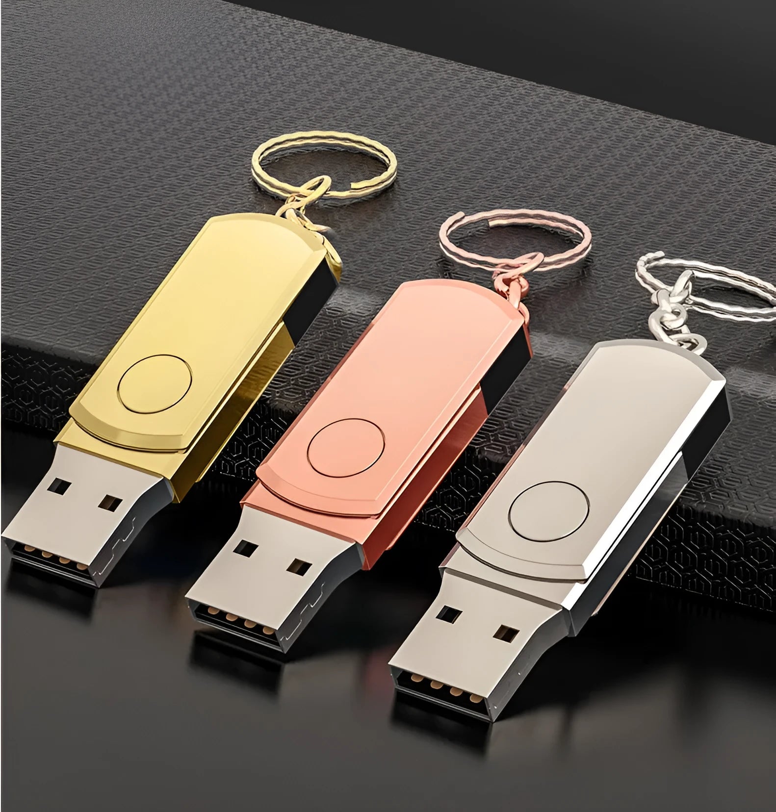 Metal USB flash drive 128GB 256GB gold rose gold silver for iPhone OTG