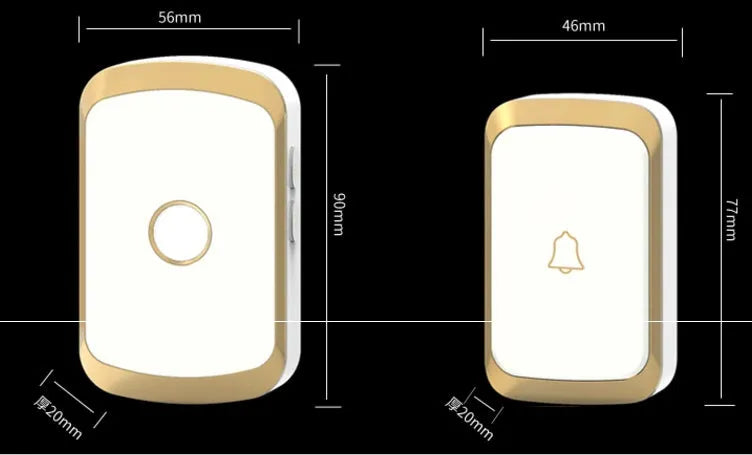 Wireless doorbell system with plug-in receiver and battery transmitter showing colour options
