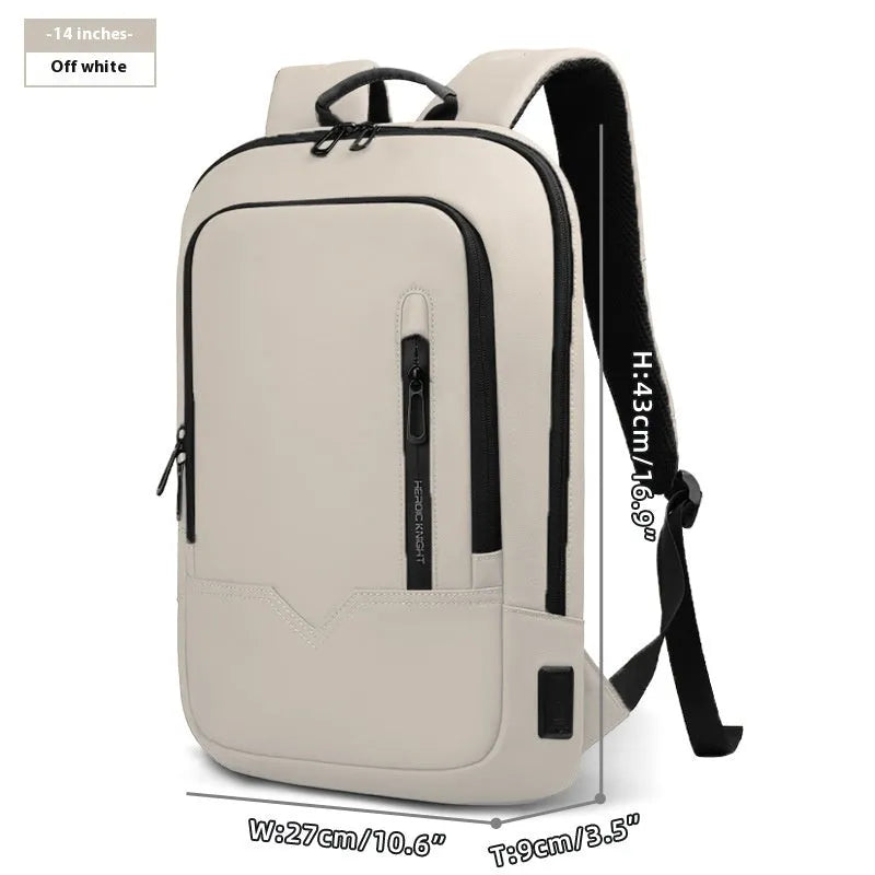 Lightweight polyester computer backpack with USB charging port in various colours