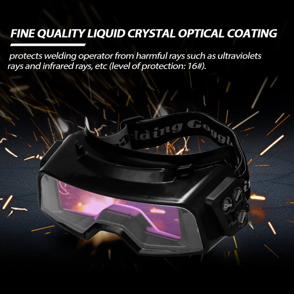 Black automatic changing light welding mask with large viewing window for arc welding protection